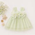 Girls’ Green Tulle Flower Party Dress – Toddler & Baby