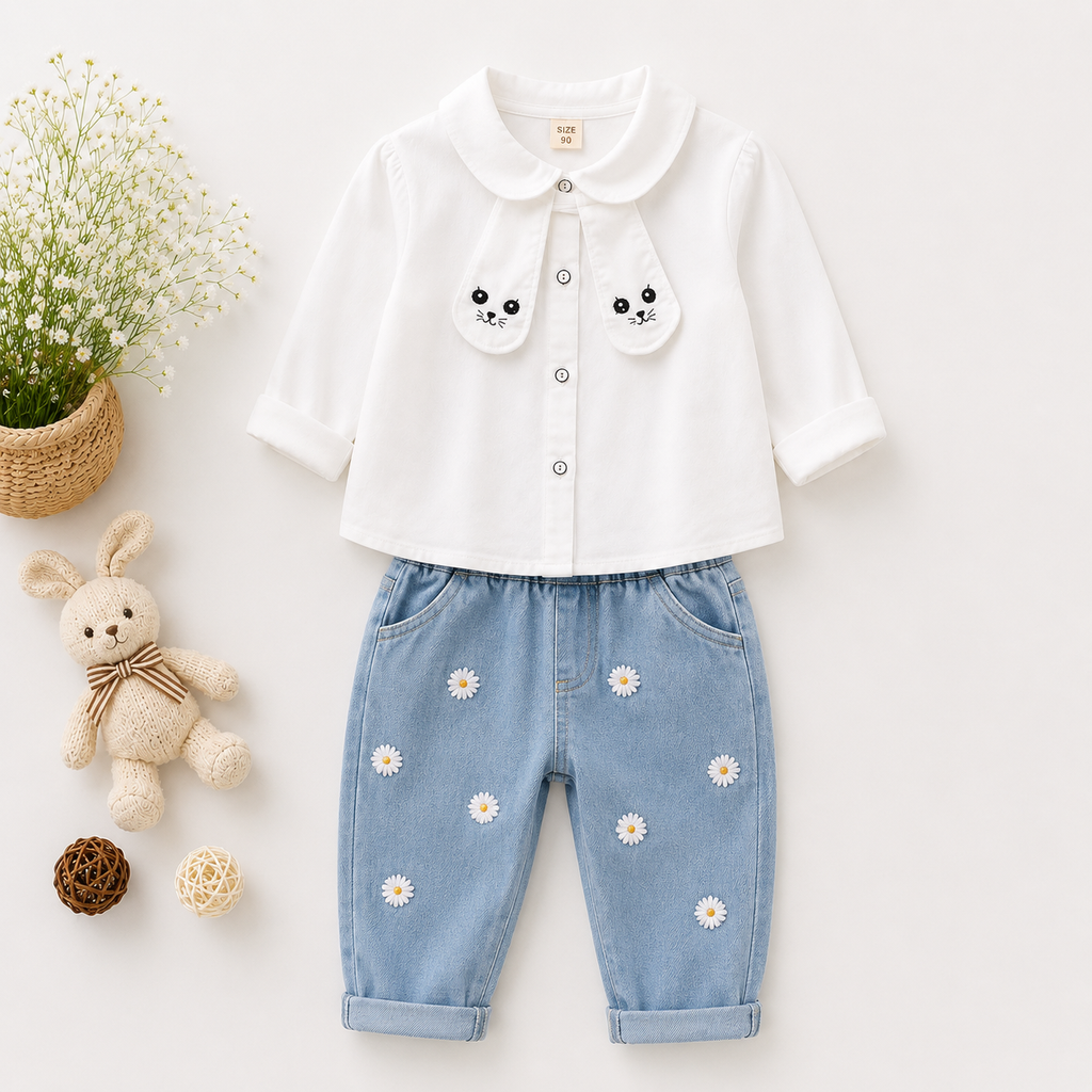 Panda Embroidered Baby Outfit Set – Unisex Infant Clothes