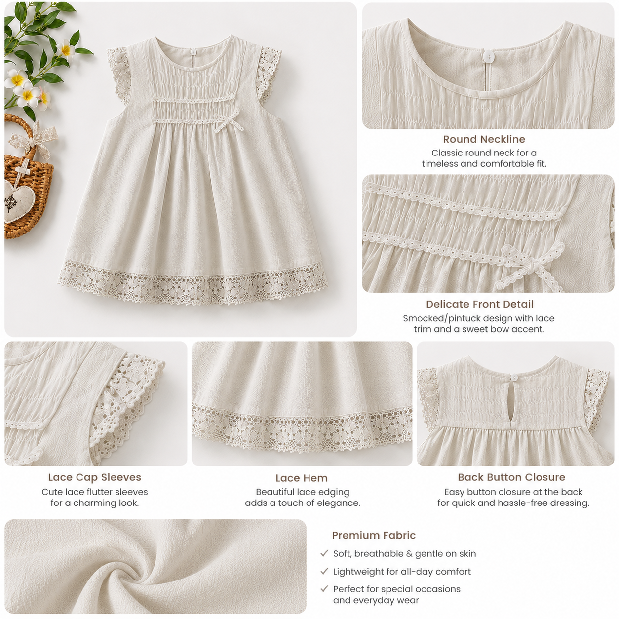 Elegant Baby Girl Lace Dress – Infant Special Occasion
