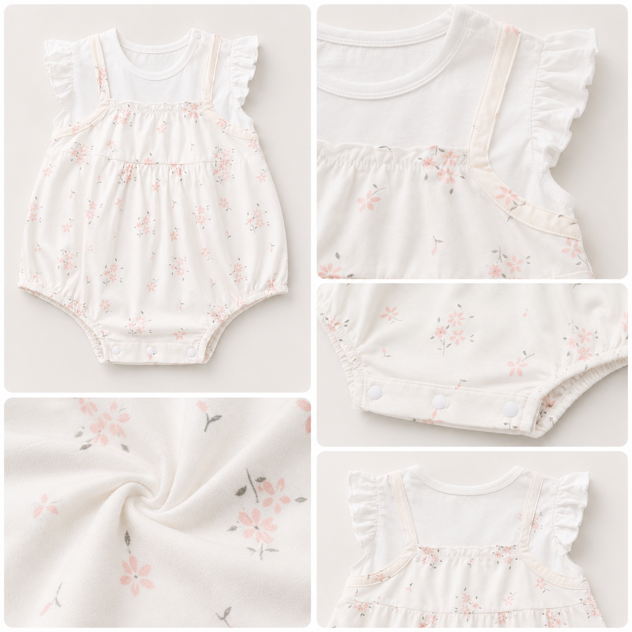 White Eyelet Lace Ruffle Romper for Baby Girls