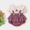 Dusty Pink Ruffle Bloomer Set with Floral Collar Top