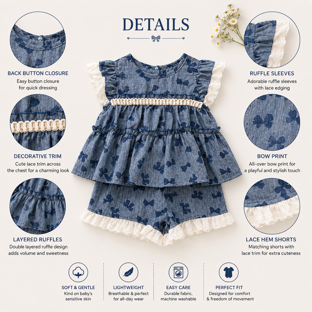 Dusty Blue Floral Tiered Dress with Belt