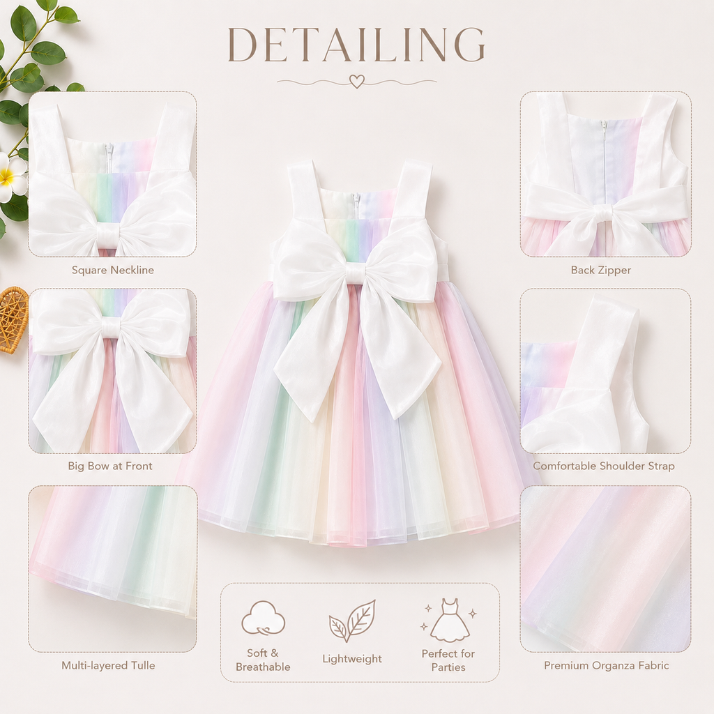 Pastel Rainbow Tulle Baby Girl Party Dress