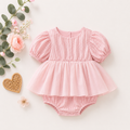 Pink Baby Girl Puff Sleeve Tulle Party Romper