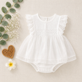 White Baby Girl Dress Romper – Premium Cotton Newborn