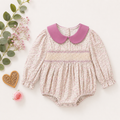 Floral Long Sleeve Baby Girl Romper with Peter Pan Collar