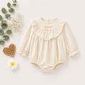 Ivory Polka Dot Baby Romper with Ruffle Collar | Premium Baby Girl Partywear
