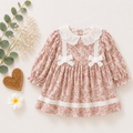 Brown Lace Baby Dress with Peter Pan Collar | Premium Baby Girl Partywear