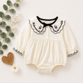 Premium Cream Baby Romper with Embroidered Lace Collar