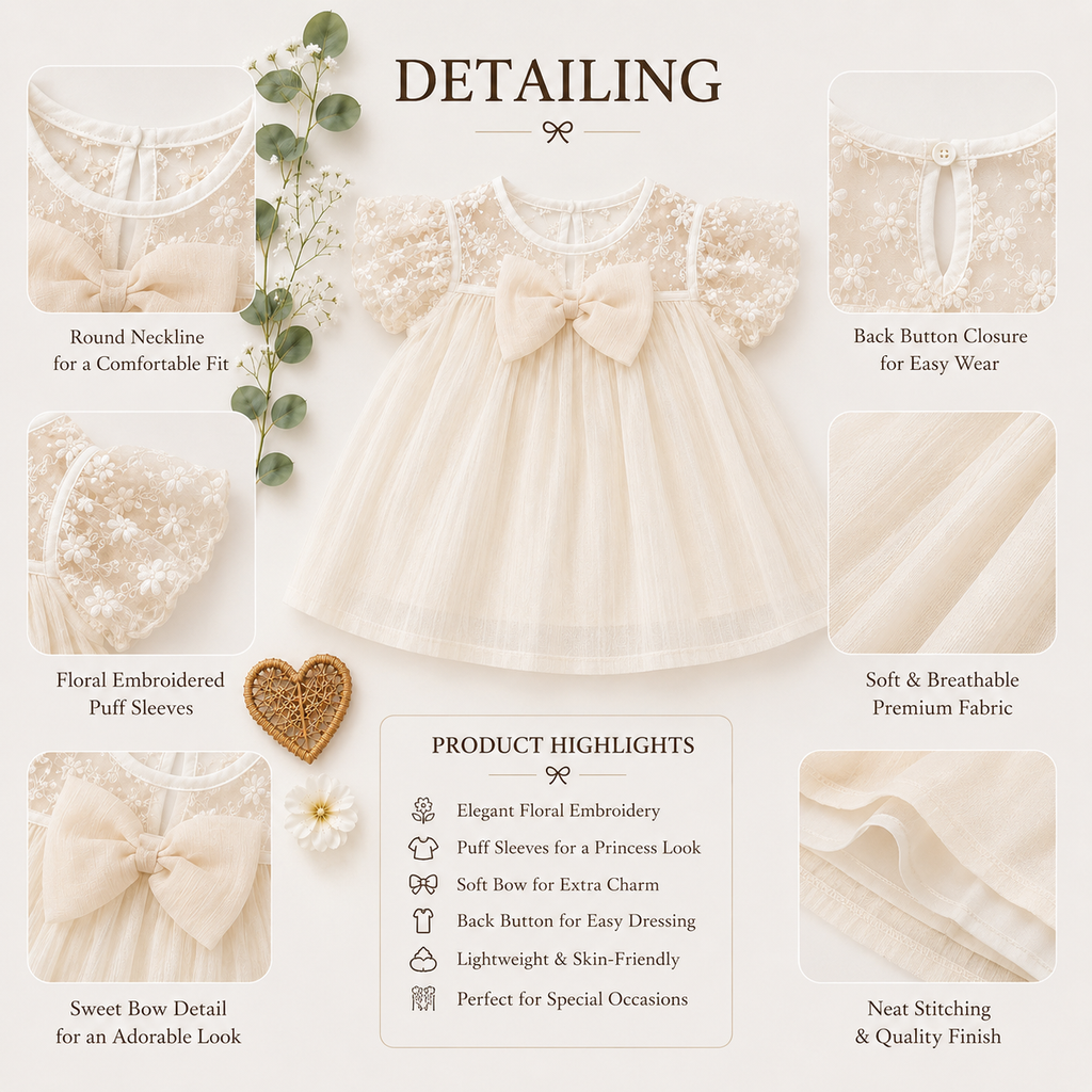 Ivory Tulle Party Dress for Baby Girls