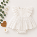 Elegant White Lace Baby Girl Dress & Headband Set