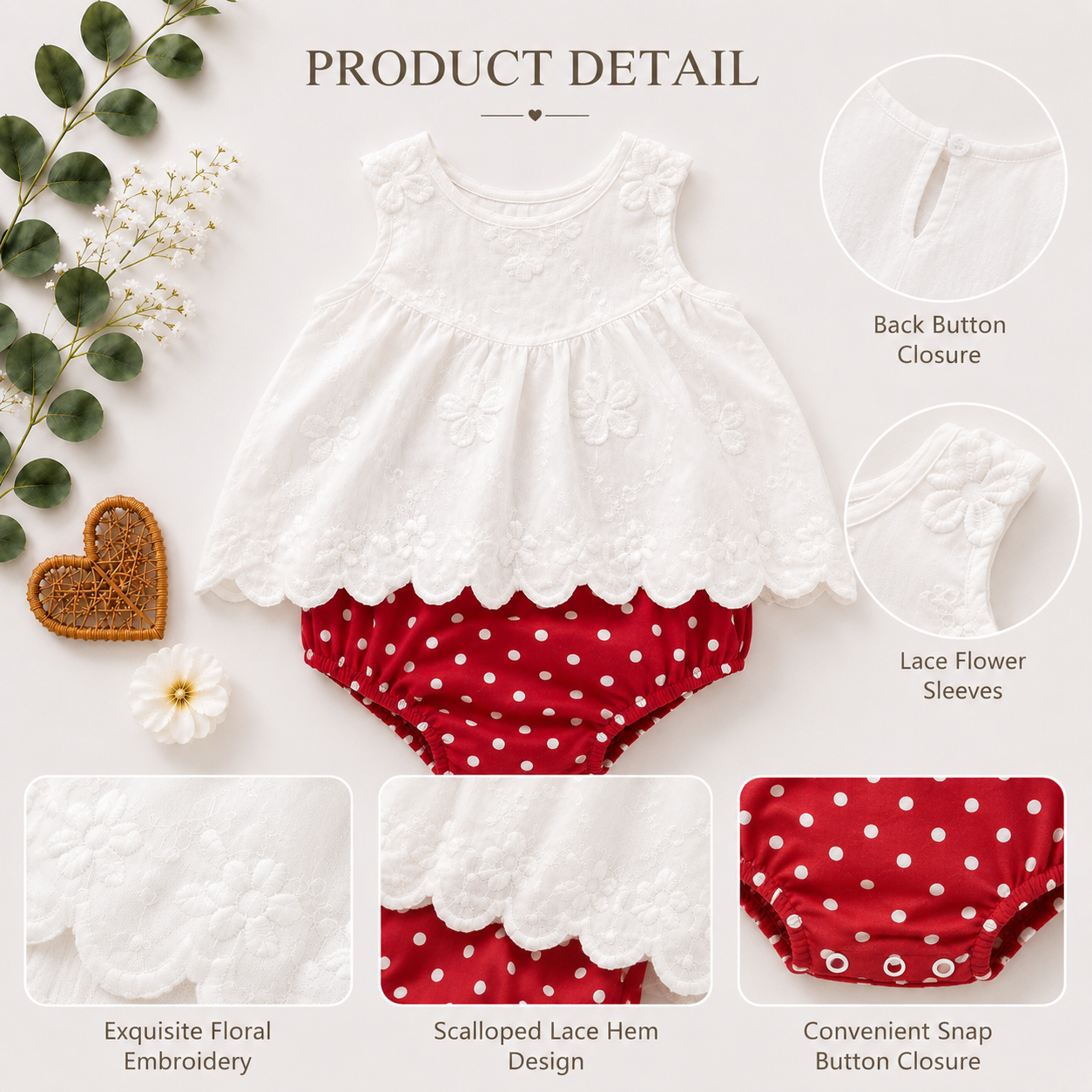 Embroidered Lace Baby Girl Dress Set – Summer Infant Outfit