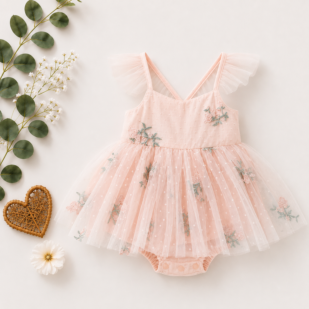 Girls’ Pink Floral Tulle Baby Tutu Dress