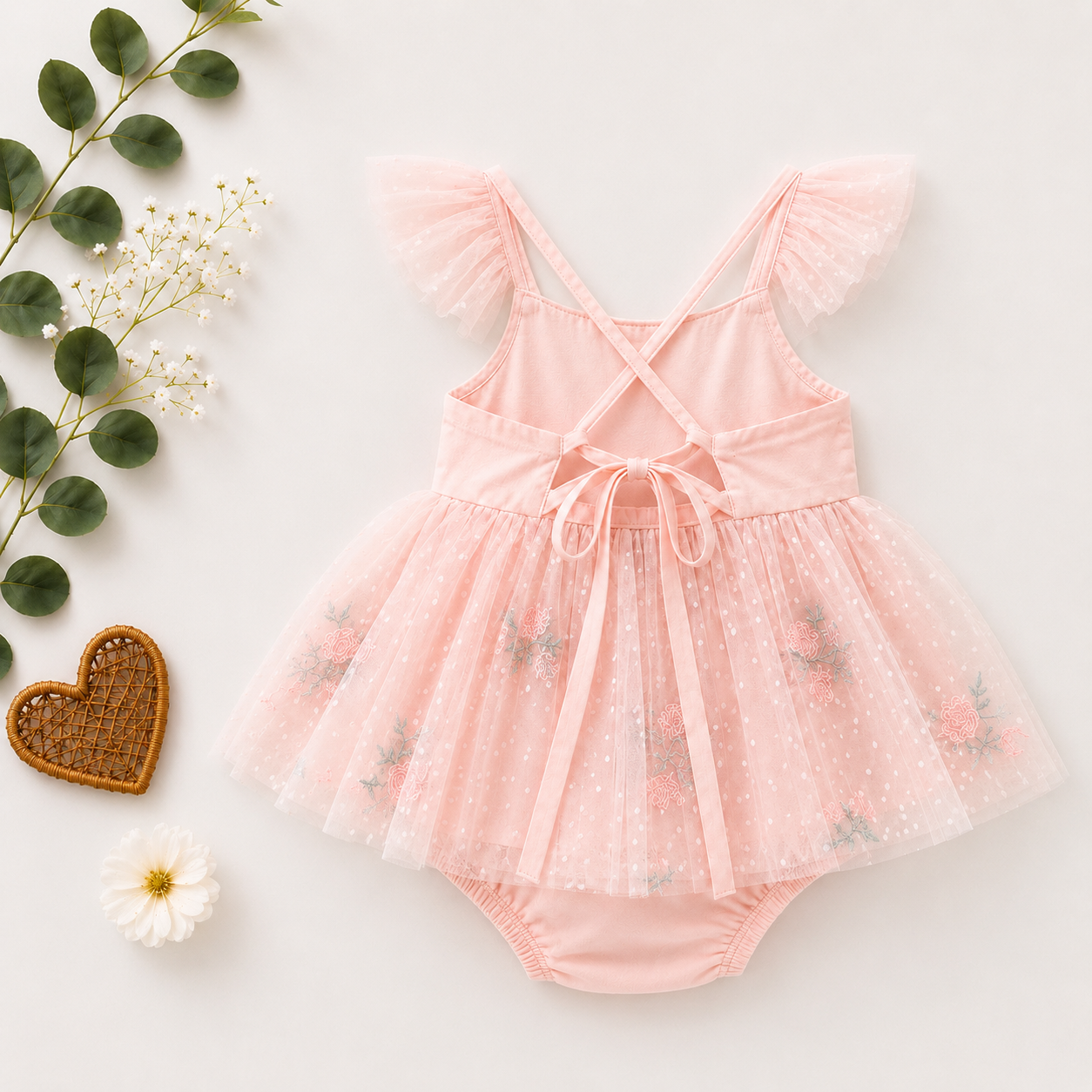 Girls’ Pink Floral Tulle Baby Tutu Dress