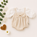 Baby Girl Puff Sleeve Bow Romper