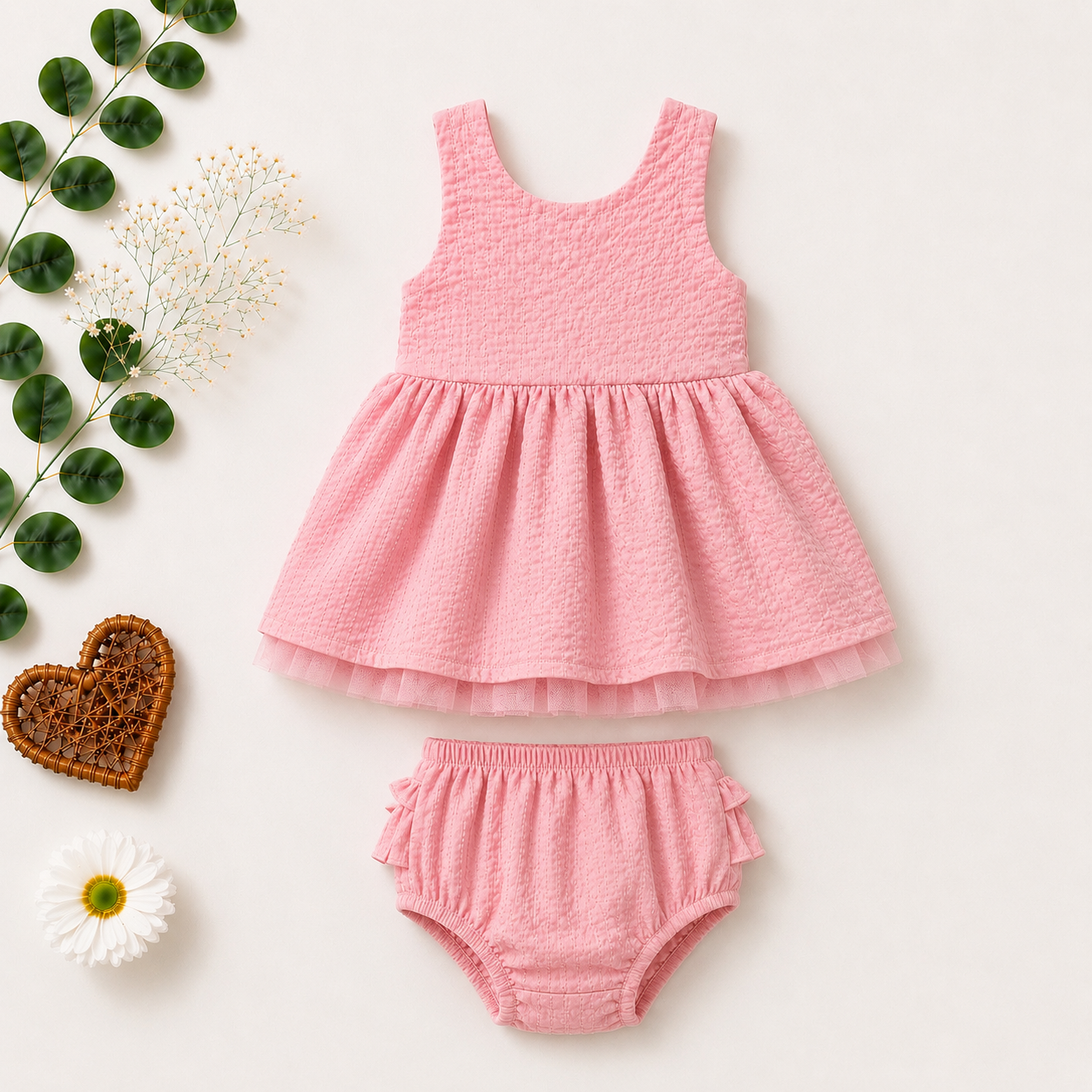 Ruffle Pink Dress & Bloomer Set for Baby Girls