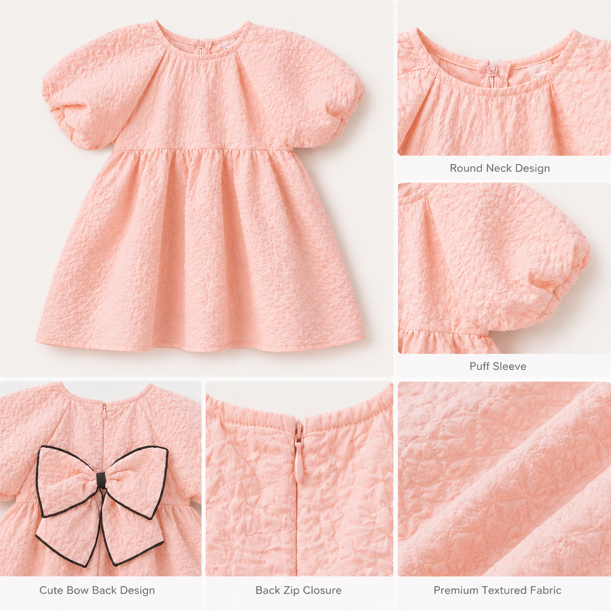 Luxury Baby Girl Bow Dress – Peach Pink