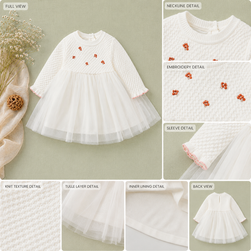 Charmed Meadow Knit & Tulle Dress