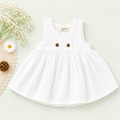 White Muslin Baby Girl Dress | Sleeveless Soft Cotton Muslin Dress for Girls