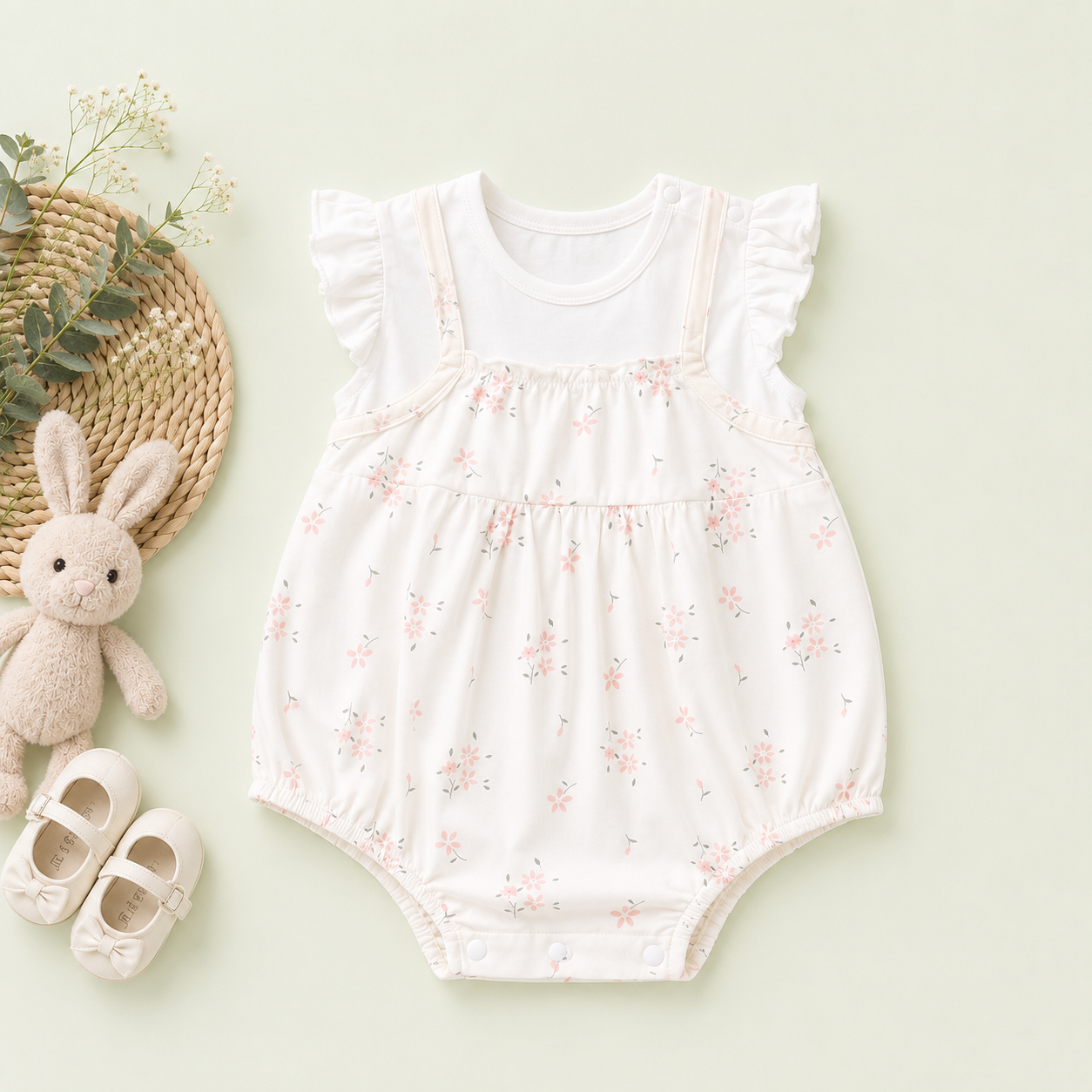 White Eyelet Lace Ruffle Romper for Baby Girls