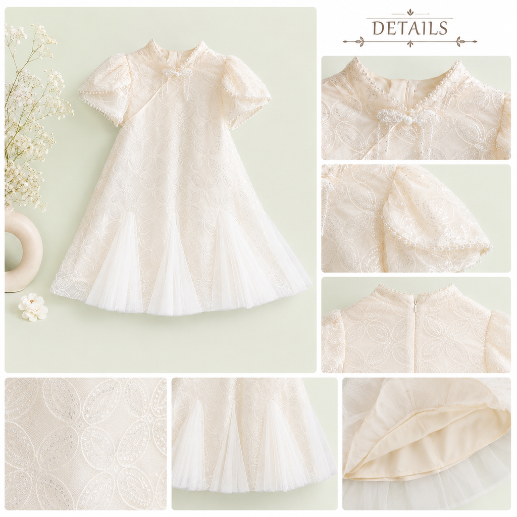 Ivory Embroidered Flower Girl Dress for Babies