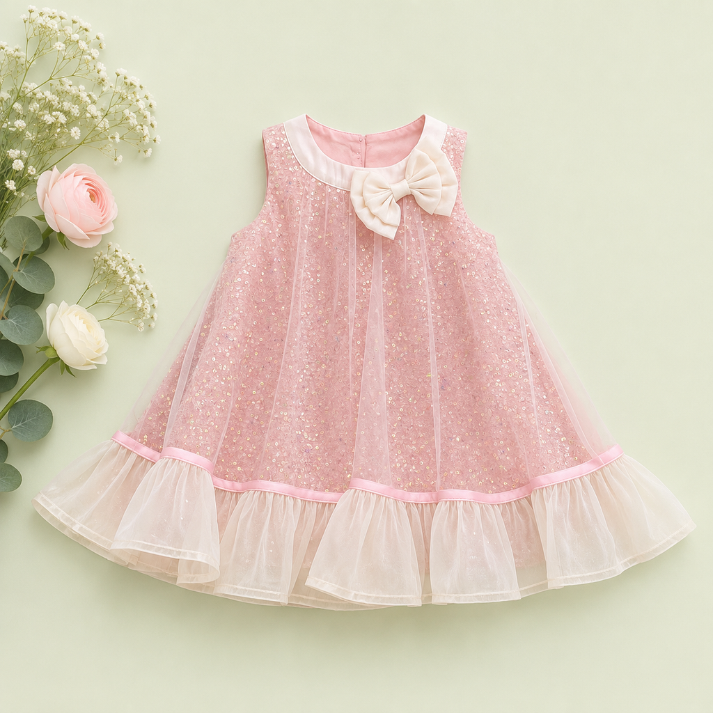 Pink Sparkle Party Dress for Baby Girls