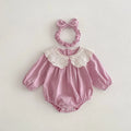 Lavender Baby Romper with Lace Collar & Headband | Premium Baby Girl Partywear
