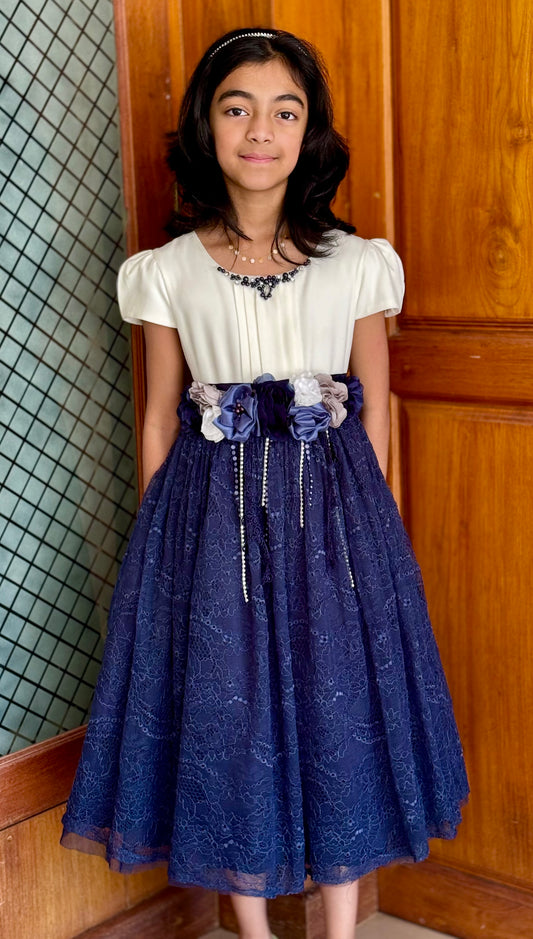 Girls Premium Navy Blue Party Dress