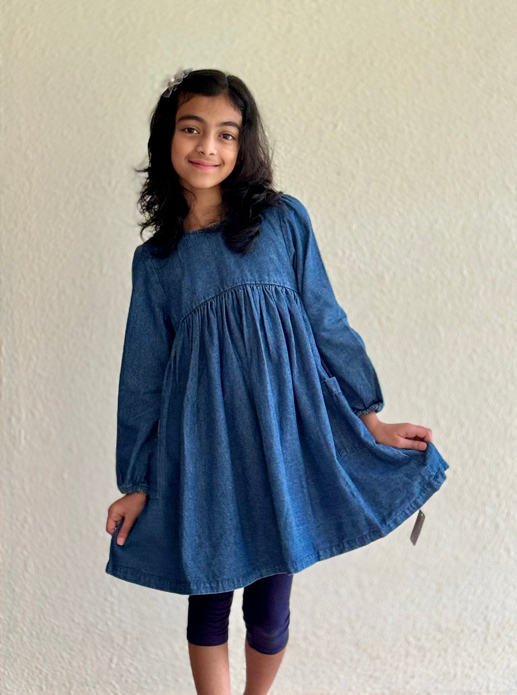 Girls’ Denim Long Sleeve Dress