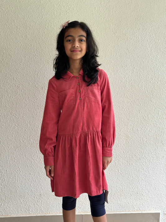 Girls’ Long Sleeve Cotton Dress – Toddler to Youth