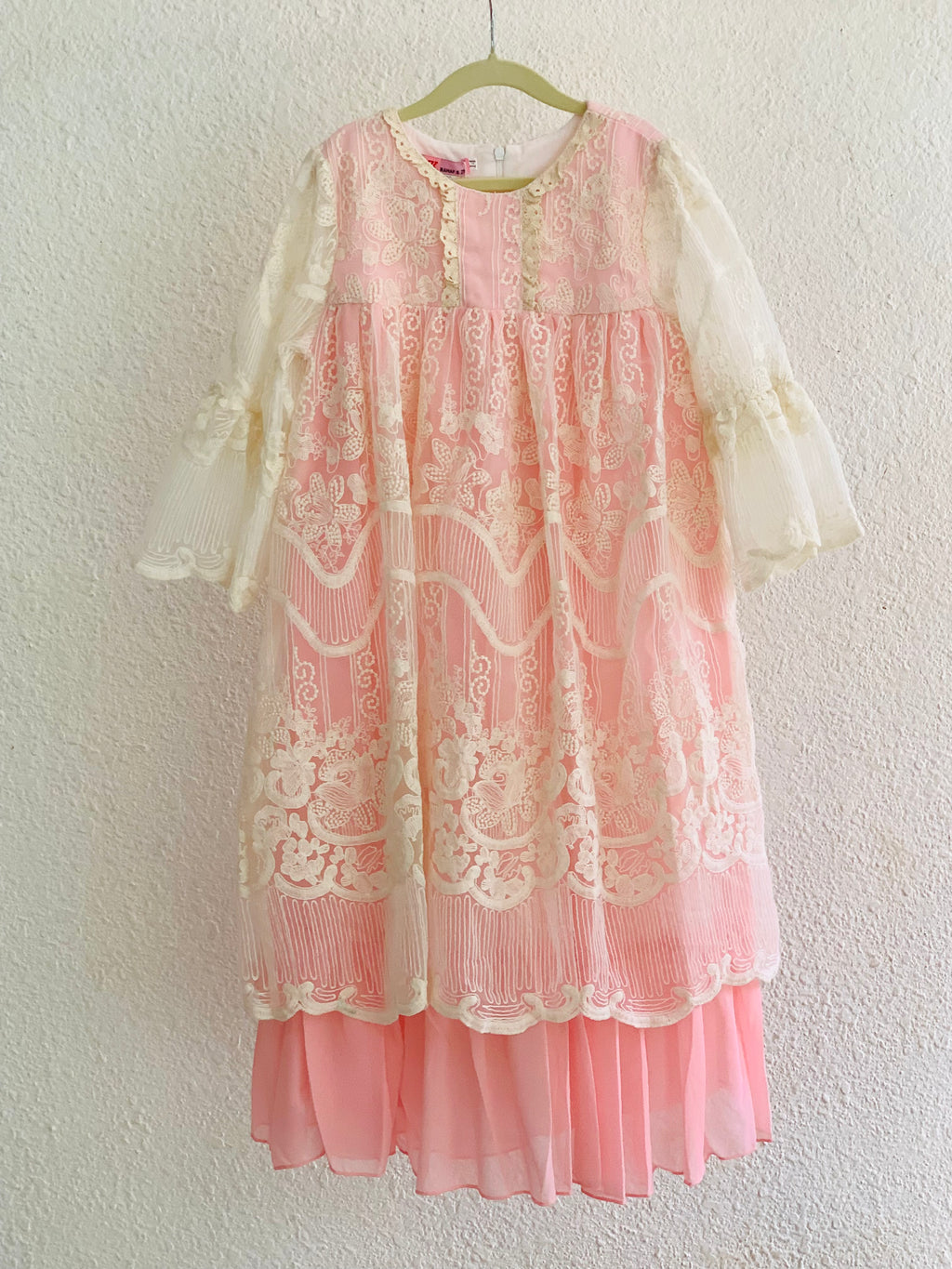 Premium Georgette Party Frock for Girls in Pastel Pink and Blue