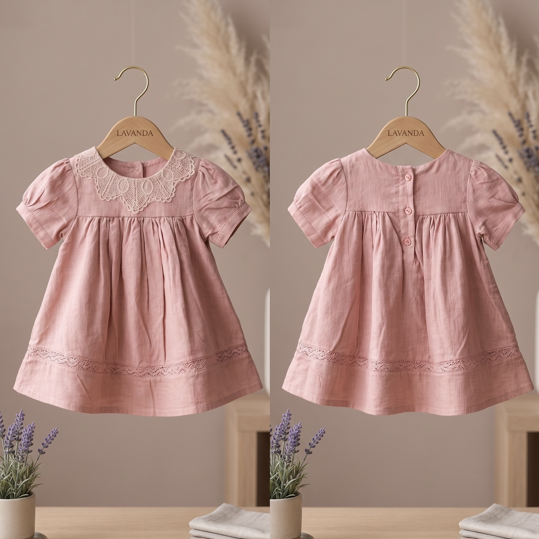 Lavanda Heritage Linen & Lace Smock Dress Collection