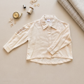 Kids Linen Embroidered Shirt – Minimal Patch Detail Button-Up Top