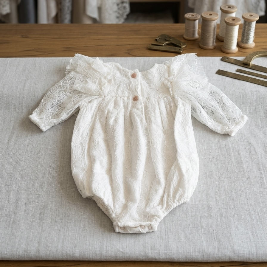 Heirloom Floral Lace Bubble Romper