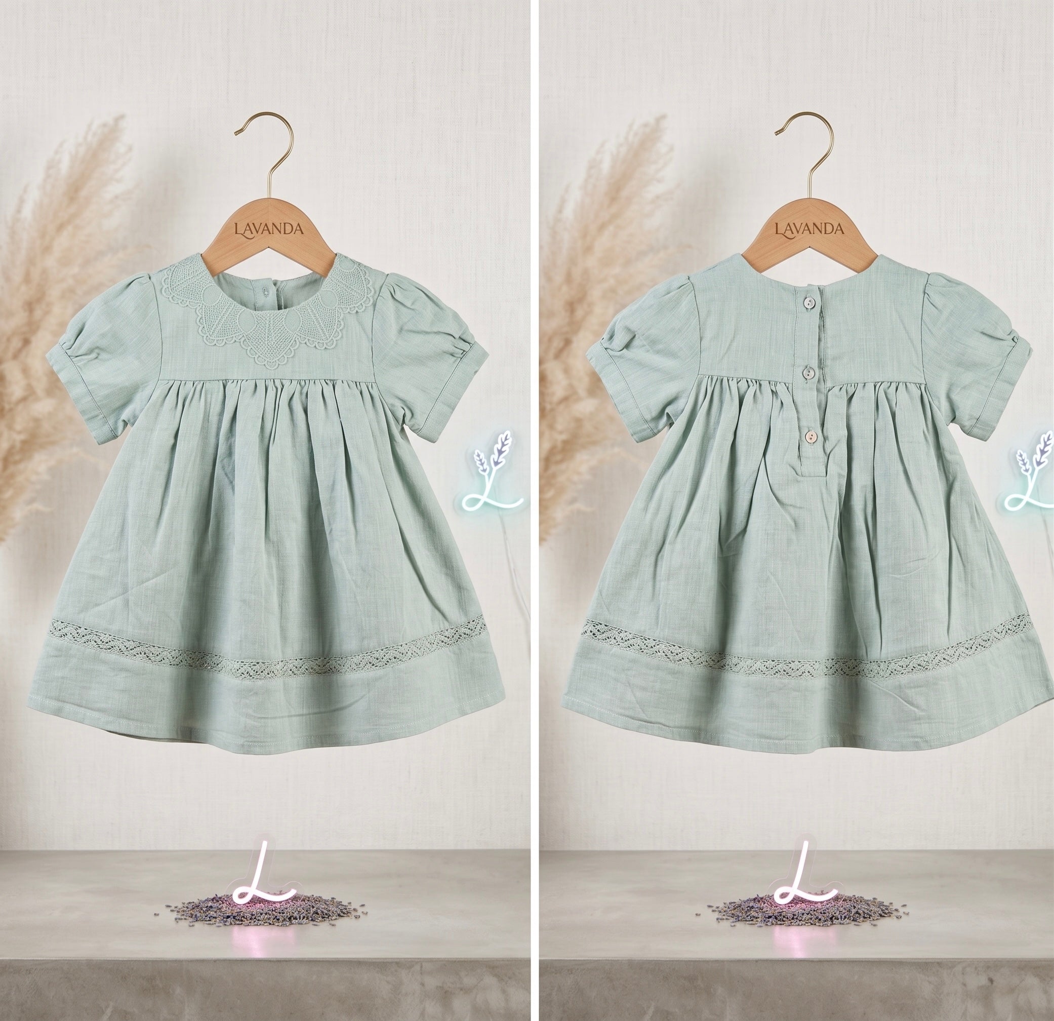 Lavanda Heritage Linen & Lace Smock Dress Collection