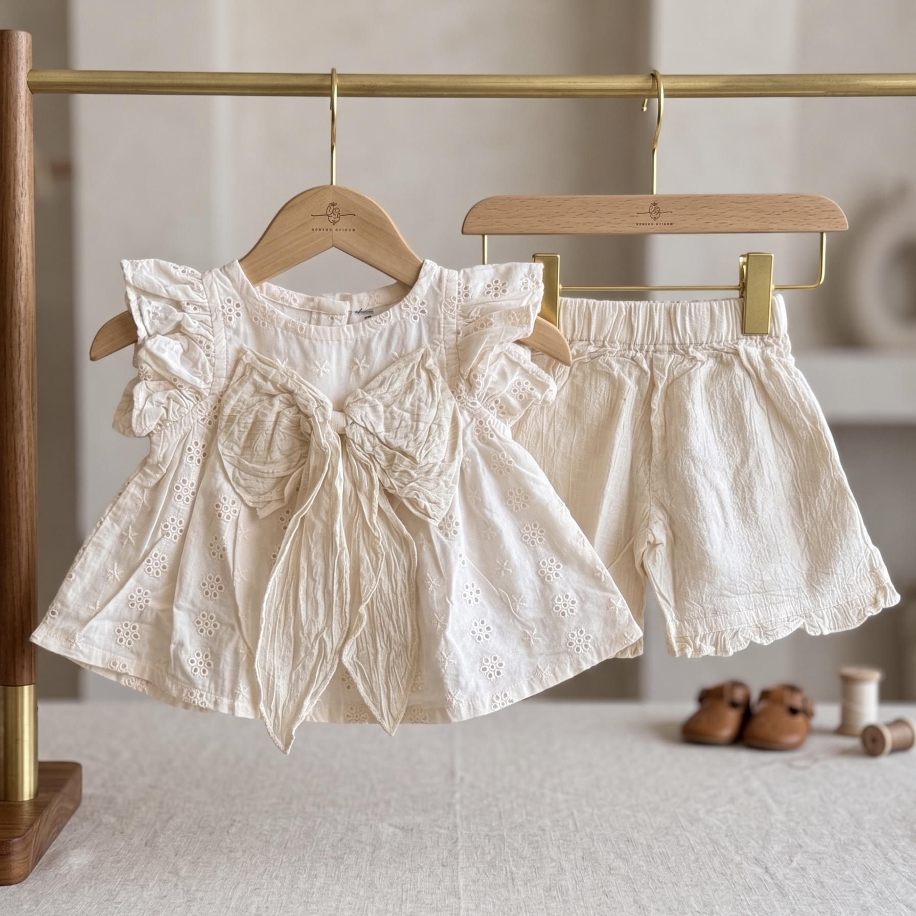 Heirloom Ivory Oversized Bow Eyelet Set