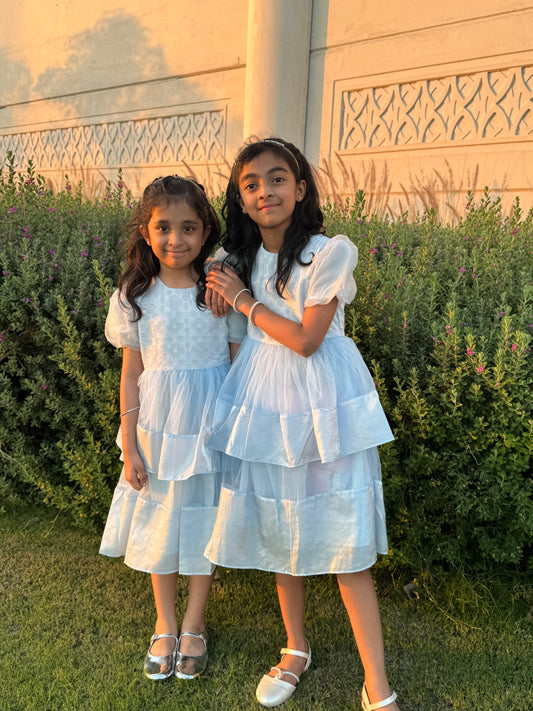 White Organza Party Dress for Girls – Elegant Occasionwear