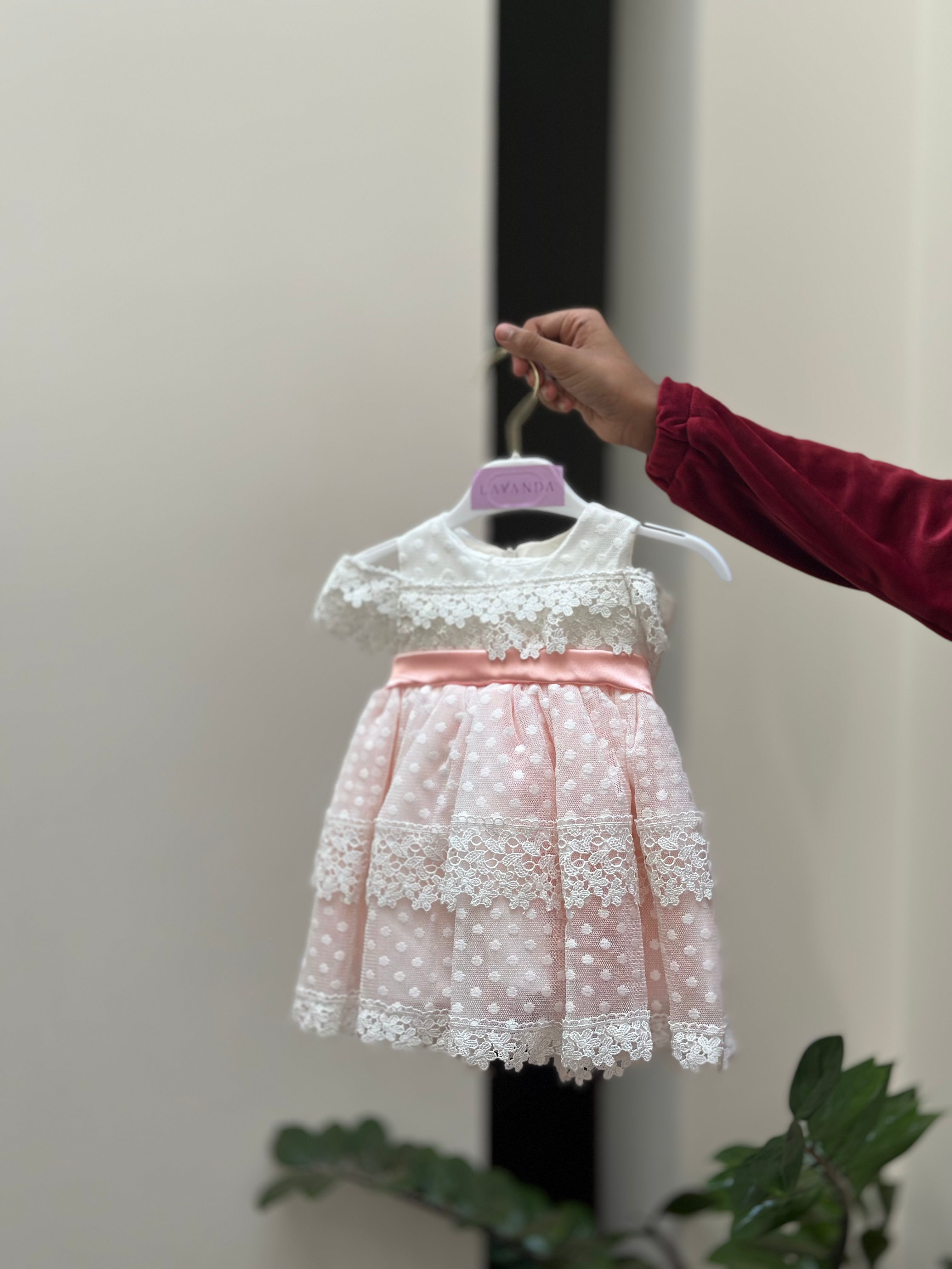 Newborn Party Wear Frock with Headband, Stockings and Shoes