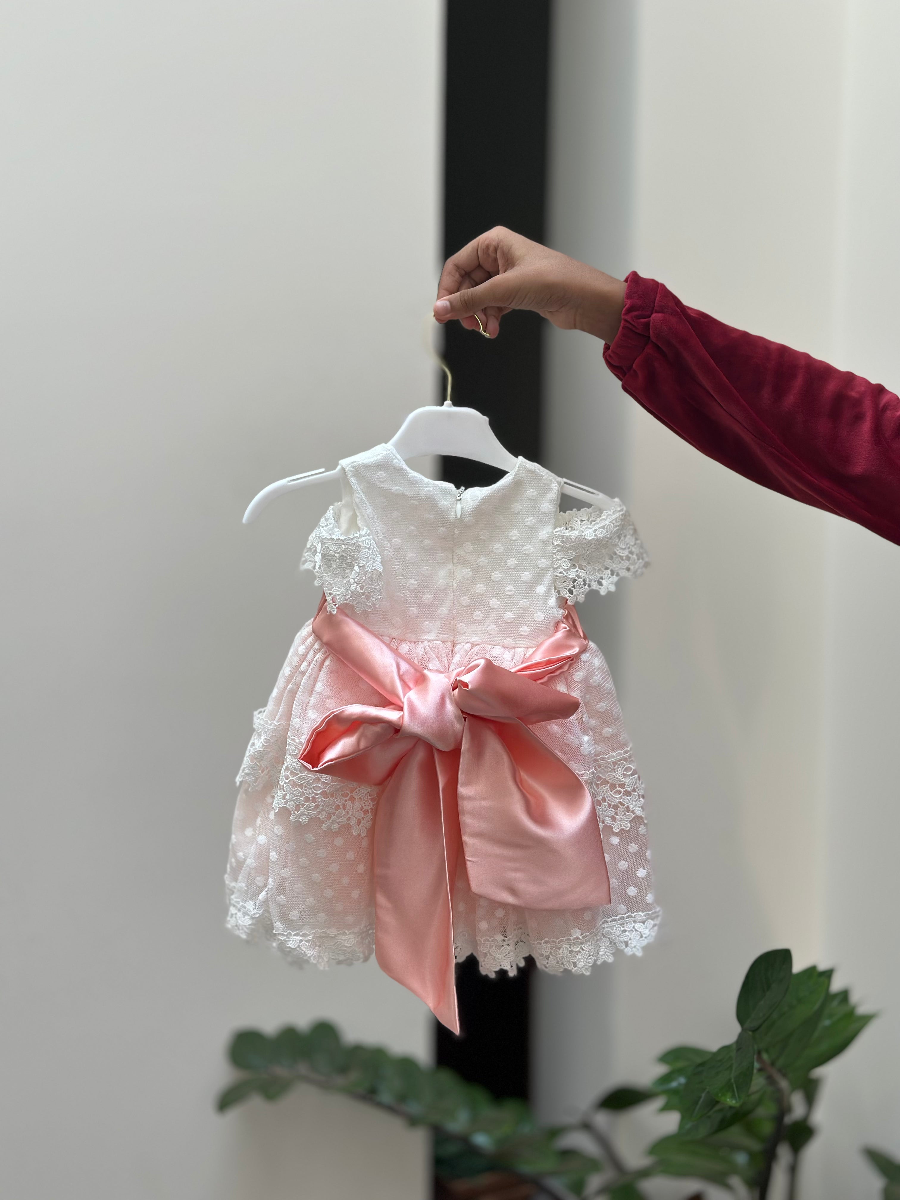 Newborn Party Wear Frock with Headband, Stockings and Shoes