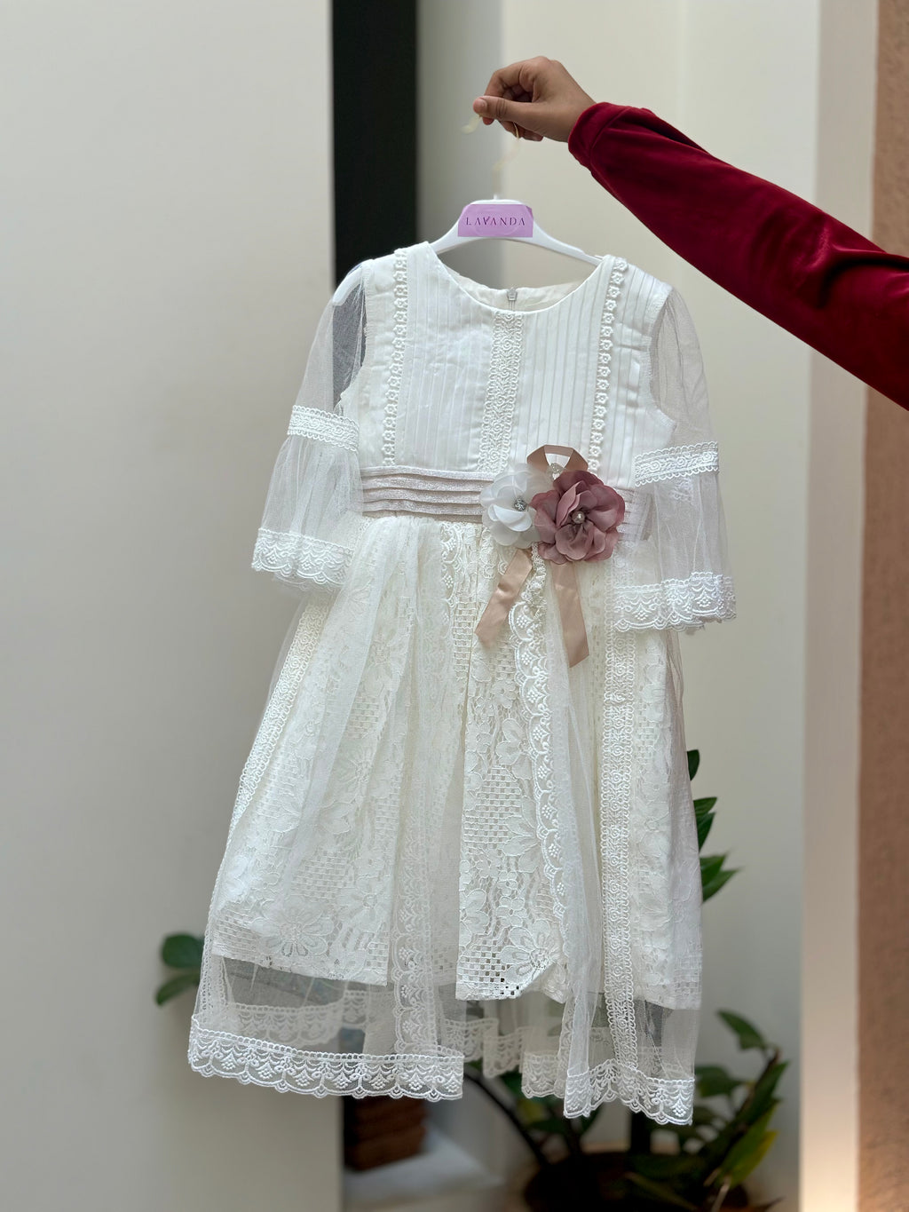 Stylish Pure White Frock in Soft net