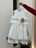Stylish Pure White Frock in Soft net