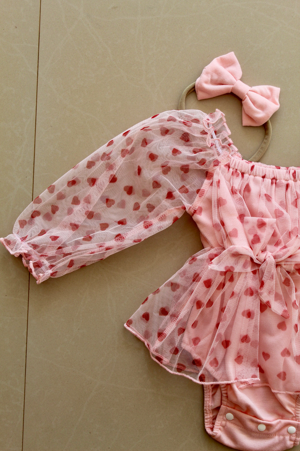 Pink Heart Tulle Dress for Baby Girls