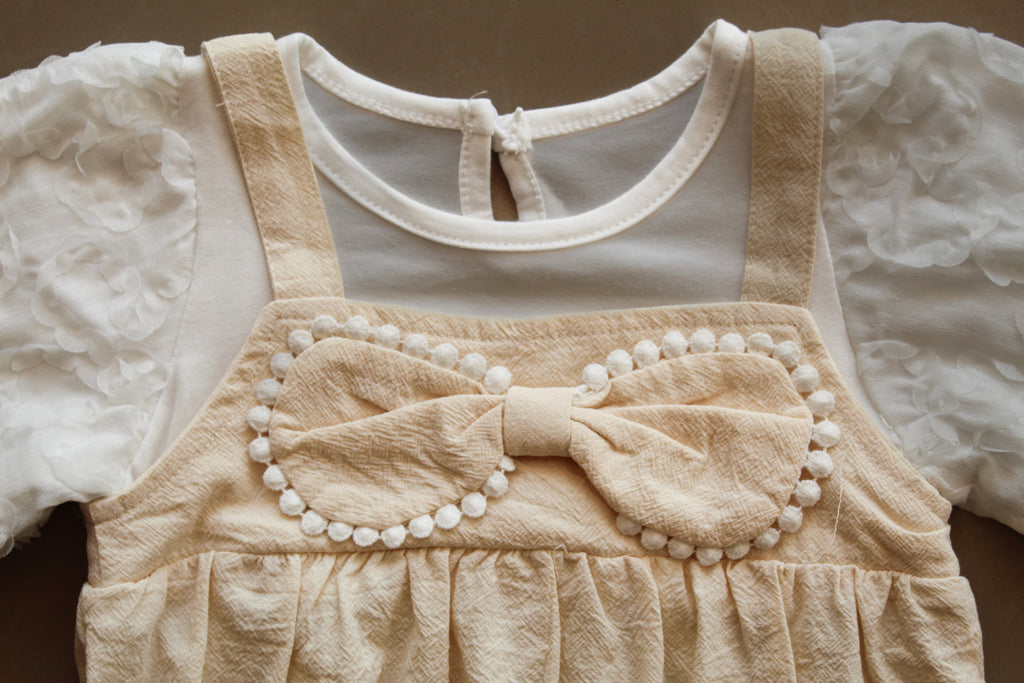 Baby Girl Puff Sleeve Bow Romper