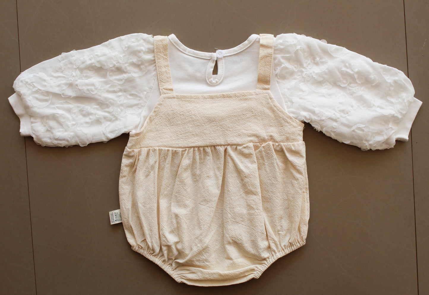 Baby Girl Puff Sleeve Bow Romper