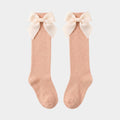 Soft Peach Grosgrain Bow Knee-Highs