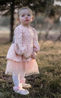 Pink Lace Bow Dress for Toddler Girls