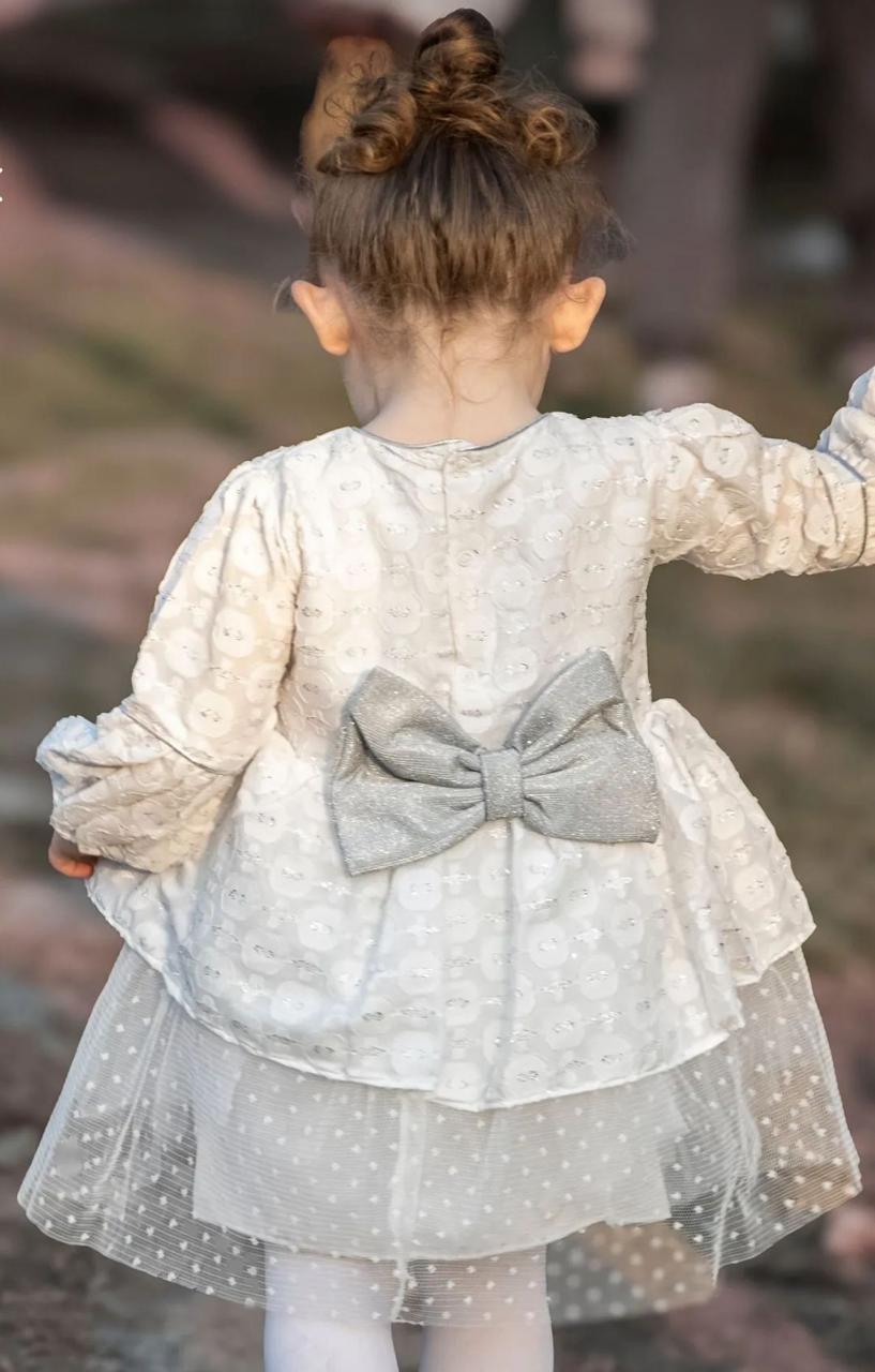 Pink Lace Bow Dress for Toddler Girls