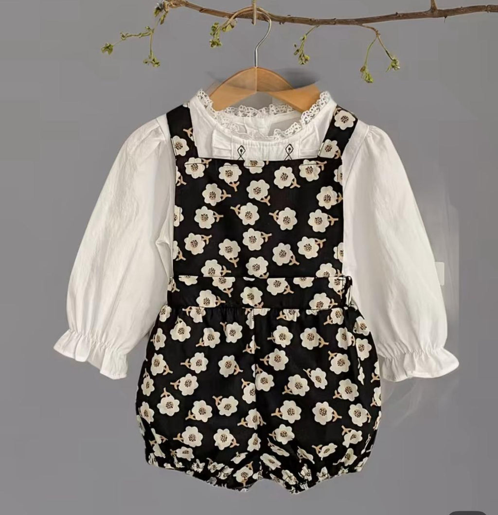 Floral Baby Outfit Set with Embroidered Top | Premium Baby Girl Partywear