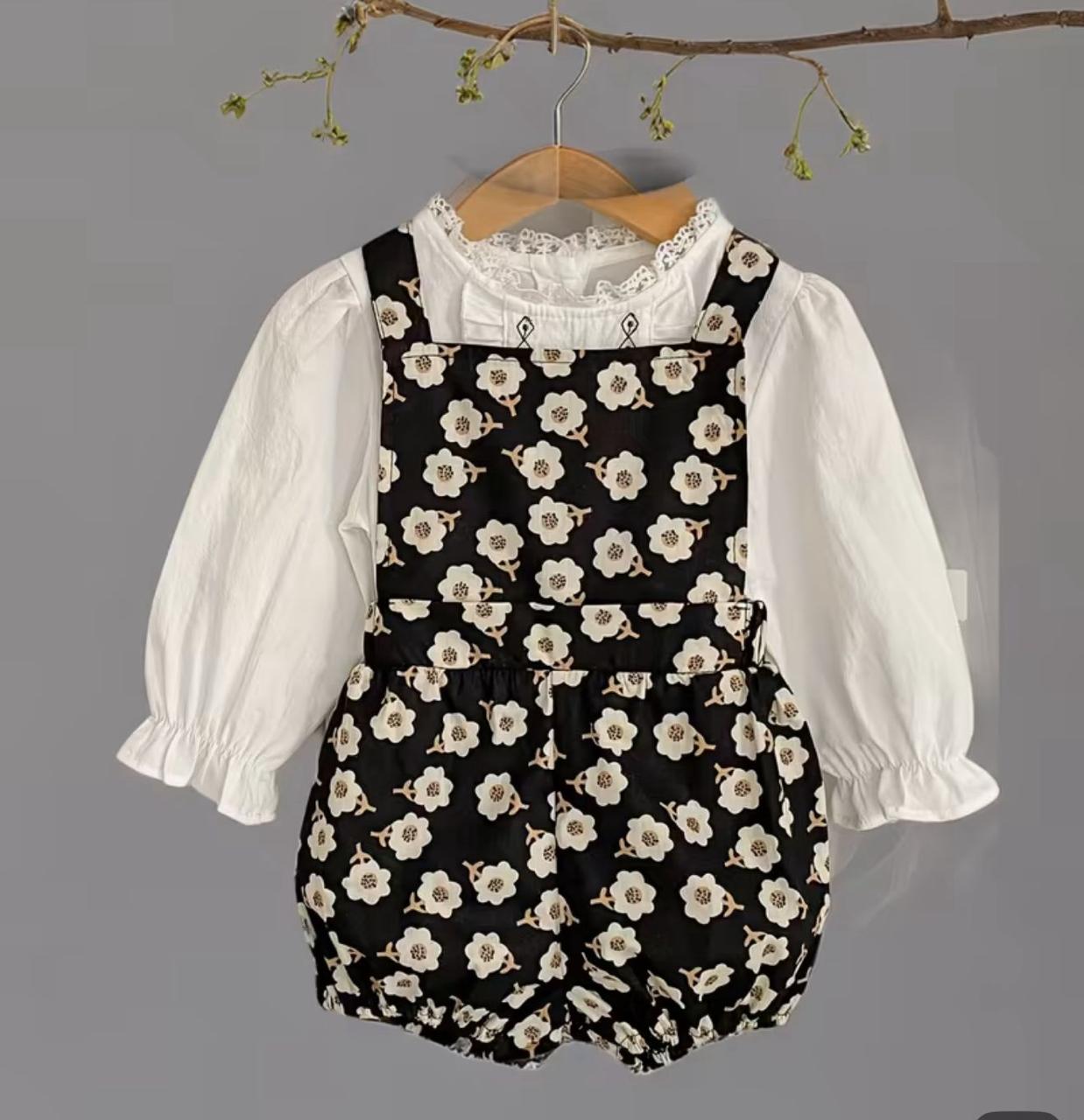 Floral Baby Outfit Set with Embroidered Top | Premium Baby Girl Partywear