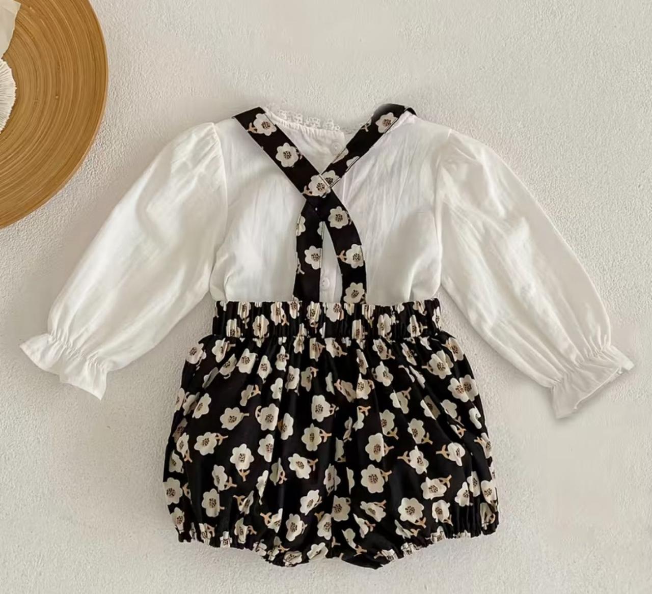 Floral Baby Outfit Set with Embroidered Top | Premium Baby Girl Partywear